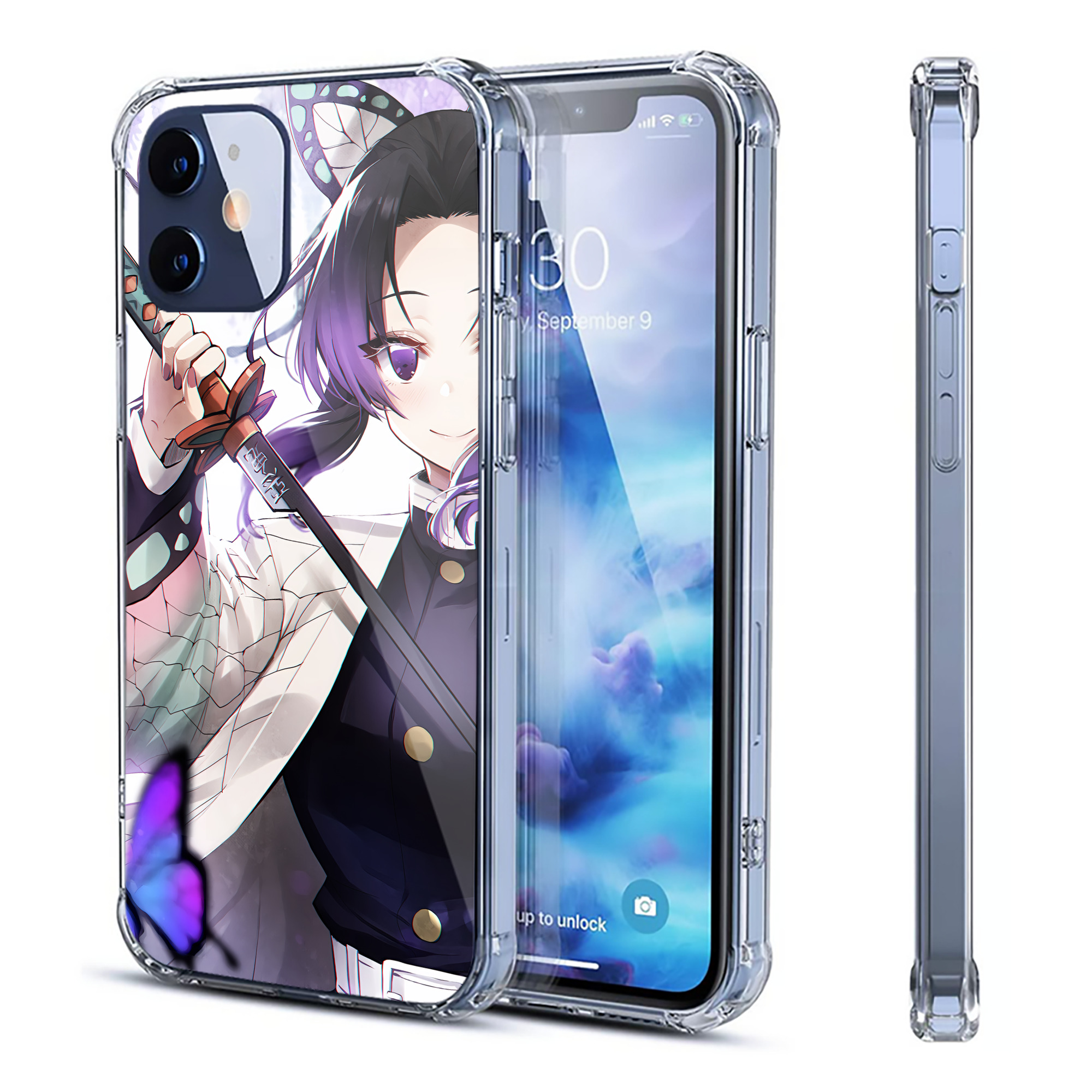 （画像用） 鬼滅の刃（きめつのやいば）蟲柱-胡蝶 しのぶ／こちょう しのぶ Kochou Shinobu 【iPhone 12シリーズ対応】透明スマホケース（クリアソフトケース）